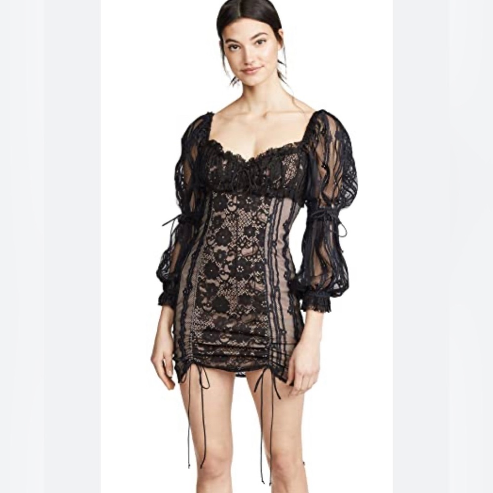 For Love and Lemons Monroe Black Lace Mini Dress M